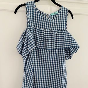 Karlie S EUC blue white gingham wear 2 ways top